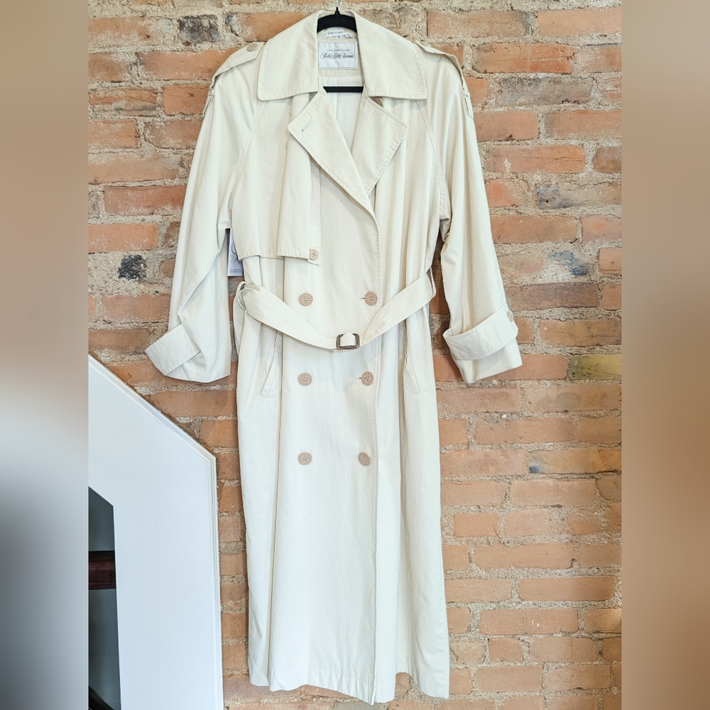 Vintage 1990s Saks Fifth Ave Off White Trench Coat
